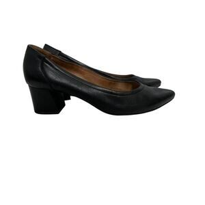 Paul Green Super Soft Pump Heels Womens UK 8 US 10.5 Black Leather Block Heel